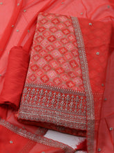 Embroidered Art Silk Unstitched Suit With Dupatta